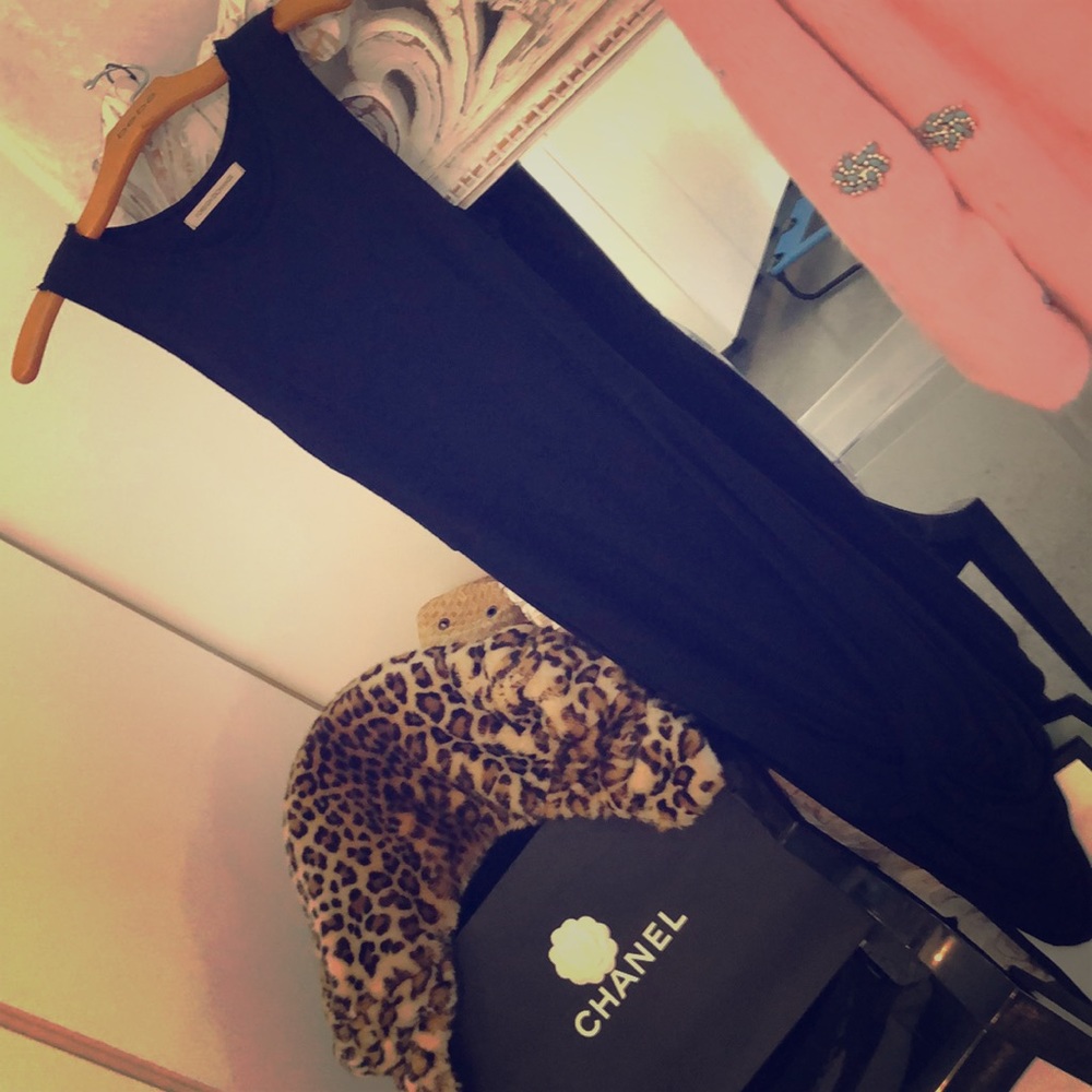 Long stretchy and tight comfy black dress